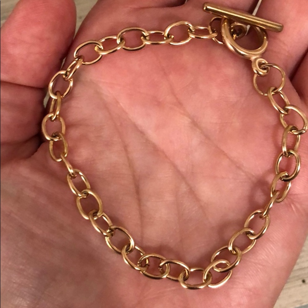 Toggle T bar bracelet rose gold tone link